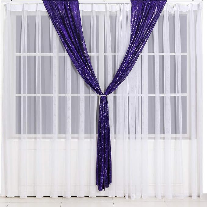Eternal Beauty Sequin Backdrop Curtains, 2x8 Ft-2 Panels Purple Back Drop for Shimmer Photography Party Wedding Birthday Decor