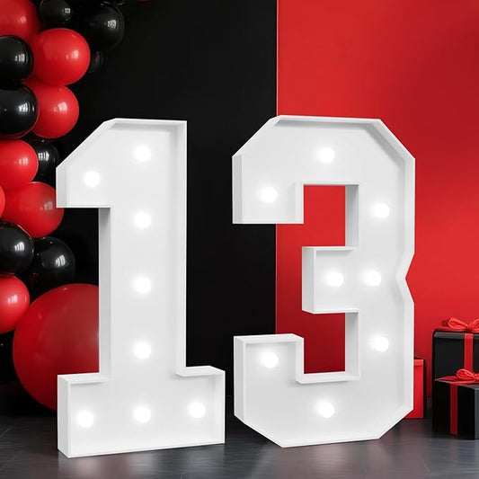 2FT Marquee Numbers 13, Light up Numbers for 13 Birthday Decoration, Large Light Up for 13 Years Old Birthday Party, Anniversary Party Decor Birthday Sign, Pre-Cut Foamboad Mosaic DIY