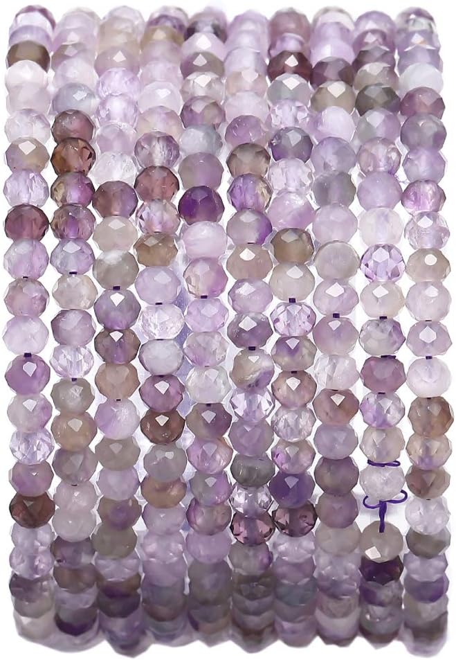 Faceted Natural Amethyst Crystal Stone Rondelle 3x4mm Loose Semi Gemstone Beads for Jewelry Making 38cm
