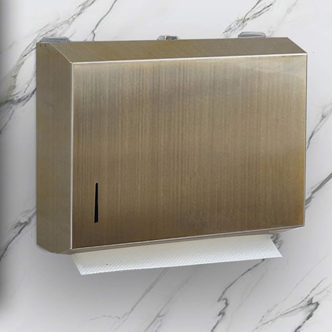 gotonovo Antique Brass Bronze Dual Dispensing Paper Towel Holder Toilet Paper Dispenser Stainless Steel Wall Mount Bathroom Vintage Luxury Restroom Trifold Hand Tissue Napkin