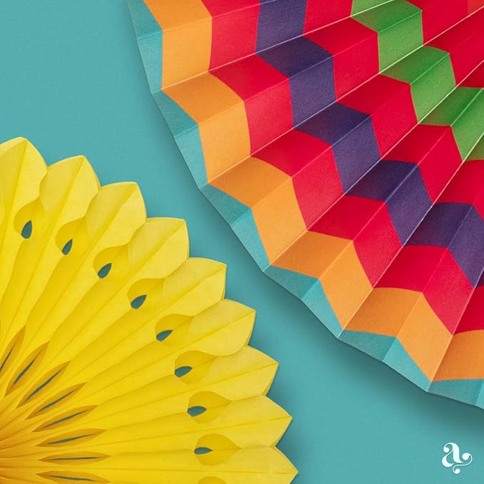 Mexican Fiesta Party Decorations - Colorful Paper Fans for Birthdays, Baby Showers, Cinco de Mayo, Festivals, Taco Decor Themes, and Congratulations Decorations - Mexican Party Decor by Avoseta