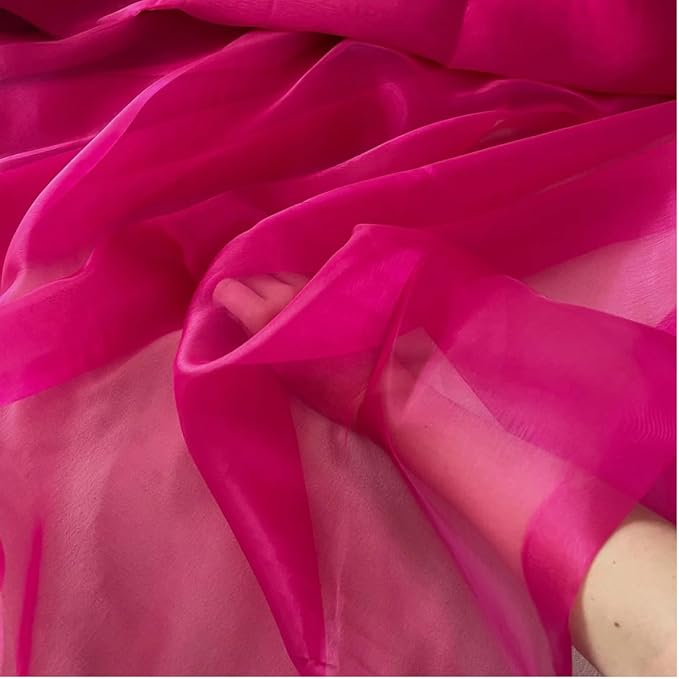 MDS Pack of 45 Yard Sheer Organza Fabric for Wedding Party Home Event Banquet Decorations, Backdrop Curtain Craft Dress Sewing Fashion DIY Crystal Organza Tulle Fabric Bolt 44” Wide - Magenta