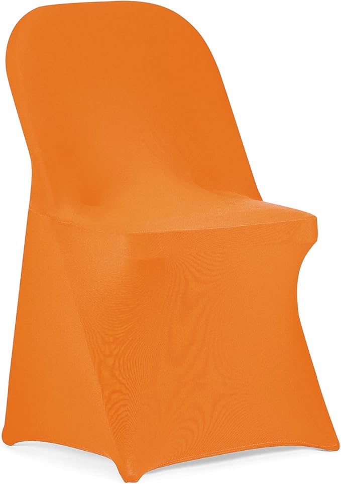 Peomeise Stretch Spandex Folding Chair Cover for Wedding Party Dining Banquet Event (Orange,6pcs)