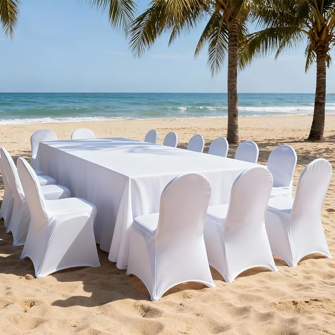 30 Pcs White Folding Chair Cover Washable Removable Universal Fitted Chair Cover Protector for Wedding Party Banquet Holidays Celebration Decoration Chair Covers