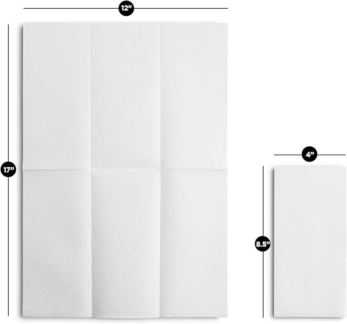 300-Pack BloominGoods Disposable Bathroom Napkins | Single-Use Classic Lite Linen-Feel Guest Towels, Made in USA | Cloth-Like Hand Towels, White, 12" x 17"