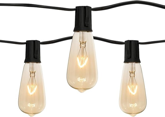 Holiday Bright Lights 10L String Lights - ST40 Clear Incandescent Bulbs, Edison Style Light Set, Outdoor Patio String Lights Porch Decor