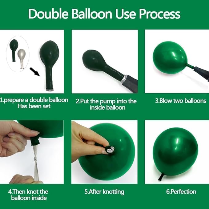 Dark Green Balloons Double Stuffed Emerald Forest Green Balloon Arch Different Sizes 18/12/5in Metallic Balloons for Jungle Birthday Baby Shower Graduation St Patricks Day Decorations