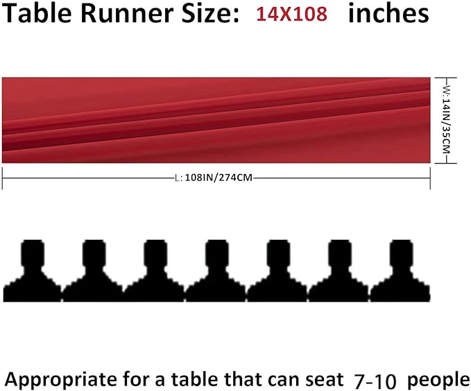 12Pack 9ft Christmas Chiffon Table Runner 14x108 Inch Sheer Romantic Table Runner for Wedding Birthday Party Bridal Shower Outdoor Decoration-Red