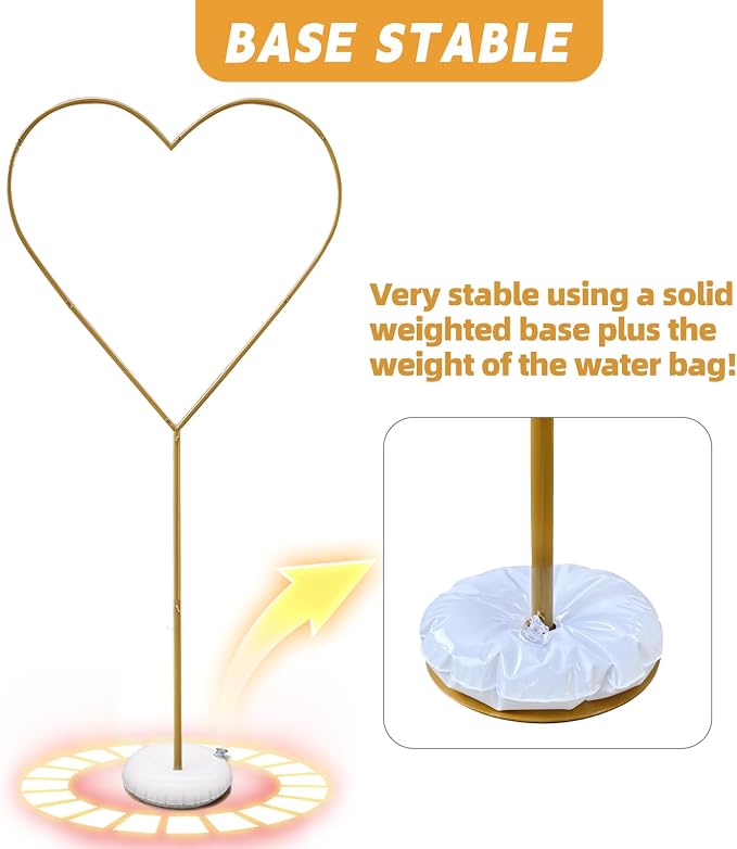 Adjustable Height Heart Backdrop Stand Metal Heart Balloon Arch Wedding Arch for Proposal Ceremony Valentine's Day Birthday Party Baby Shower Banquet Photo Decoration(Balloons not Included)