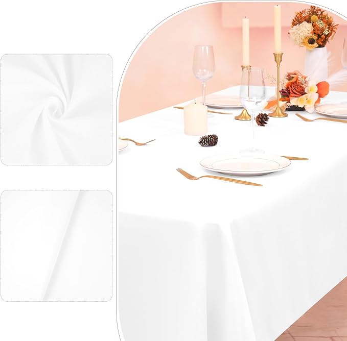 12 Pack White Tablecloth 60x126 Inch Rectangular Table Cover | Wrinkle Resistant, Machine Washable Reusable, Wedding, Banquet, Restaurant, Party, Baby Shower,Indoor Outdoor Events