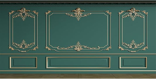 Baocicco 20x10ft Green Royal Wall Backdrop for Photography Retro European Style Wallpaper Ancient Palace Wall Photography Background Wedding Ceremony Graduation Baby Shower Kid Adults Portrait Studio