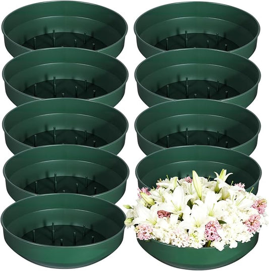 POPETPOP 10 Pack Round Floral Foam Trays 5.70 Inch Plastic Flower Arrangement Supplies for Weddings Parties Centerpiece Decoration