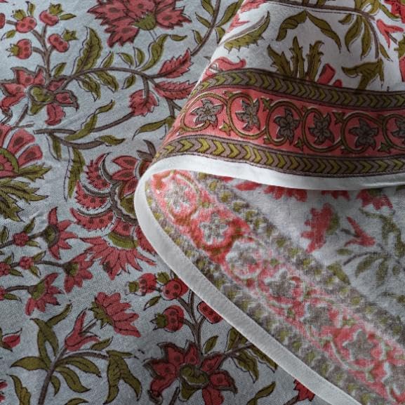Ridhi Round Tablecloth Hand Block Print 100% Cotton Reusable New York Pink 132 Inch Table Cover Decorative Everyday Use for Dining, Home, Party, Wedding, Farmhouse, Party Gift for Spring, Mother's Day