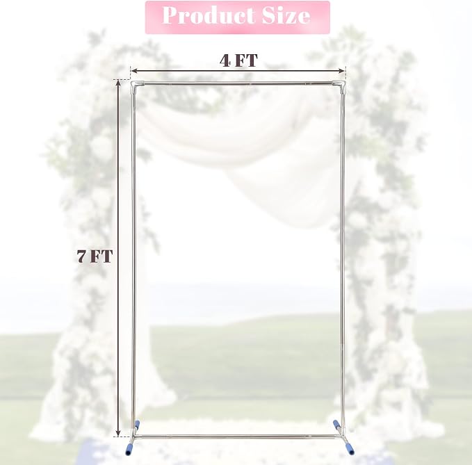Wedding Arch Backdrop Stand,7x5 FT Metal Arch Backdrop Stand for Ceremony, Stainless Steel Square Backdrop Stand for Parties,Wedding,Birthday,Anniversary,Baby Shower,Garden Decorations