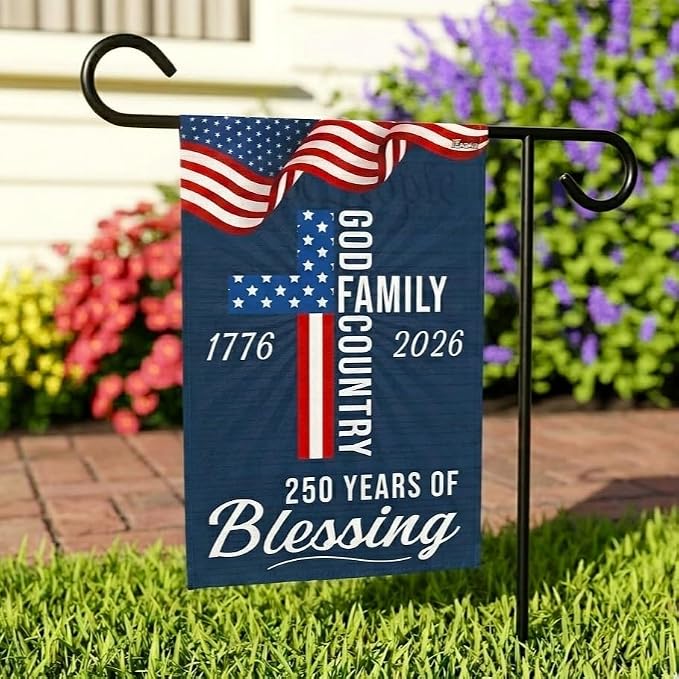 FLAGWIX American 250 Years of Blessing Flag - Polyester Double-sided Yard Flags For Outside Garden Flag (11.5" x 17.5") - 4th of July Decorations for Home Yard Garden Decor Banner, Gifts For Men Women