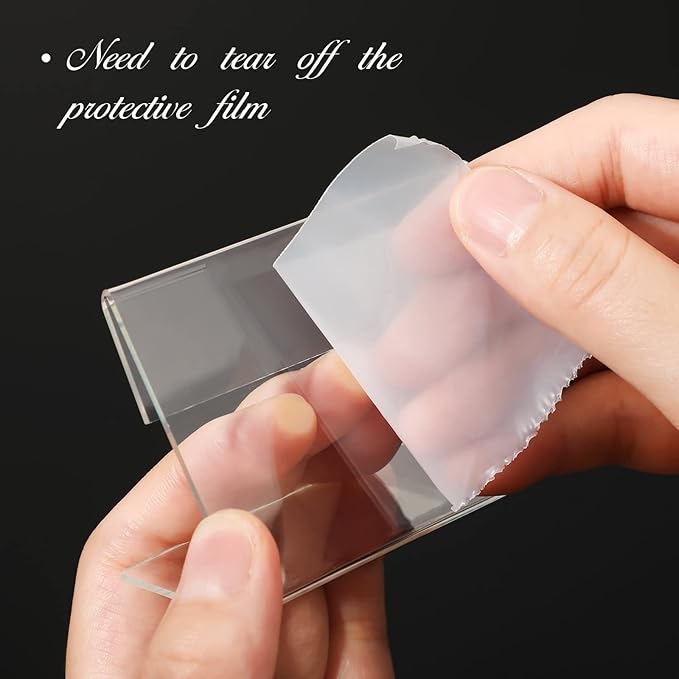 Vicenpal 3.5 x 2.5 Inches Small Acrylic Sign Holder Clear Picture Frame Acrylic Stands Back Slant Sign Holders for Party Buffet, Wedding Signs, Office, Store, Restaurant, Horizontal(40 Pcs)