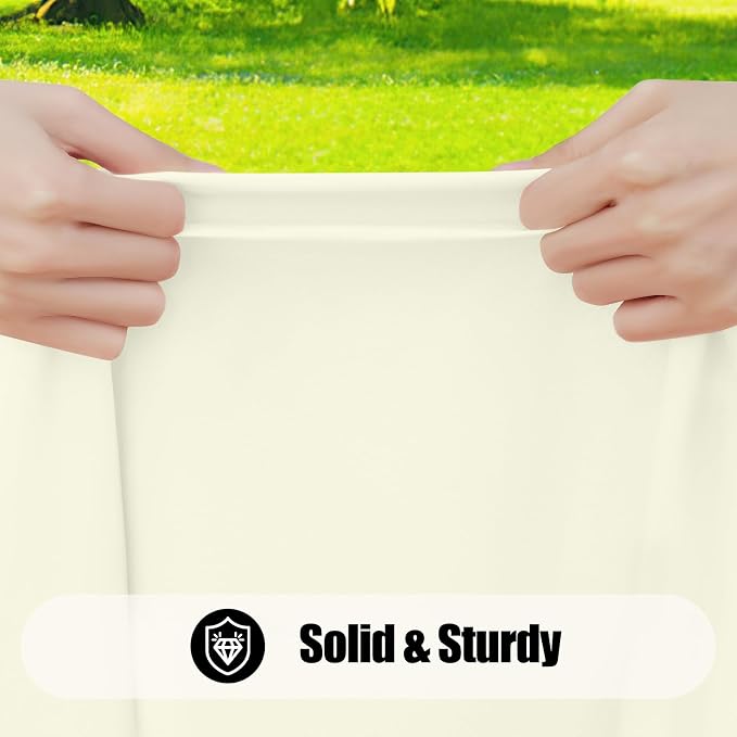 Smiry 4 Pack Rectangle Picnic Table Cloth, Waterproof Elastic Fitted Tablecloths, Washable Polyester Rectangular Patio Table Cover for Camping, Indoor and Outdoor (Beige, 30"x48")