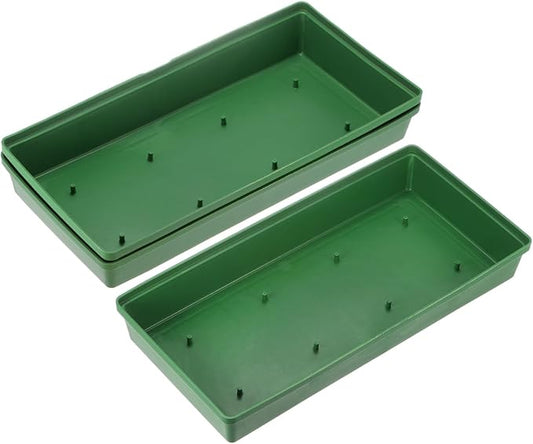 M METERXITY 3-Pack Floral Centerpiece Trays, 10.24 Inch Plastic Bowl Flower Arrangement Base for Table/Party/Wedding Decor, Rectangular Flower Foam Holder Box [Green]
