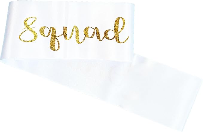 10Pcs Birthday Squad Sash Gold Glitter White Satin Sashes Funny Birthday Sashes Birthday Party Supplies Gifts