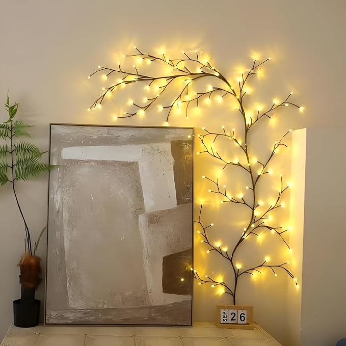 Enchanted Willow Vine Fairy Lights - 7.5Ft Christmas Decorations Twinkling Tree Branch with Remote Control, 144 LEDs Twinkle String Lights for Wall Bedroom Living Room Home Decor (1 Pack)