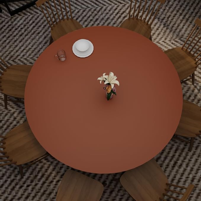 Round Table Cover - Can Be Used On Both Sides Waterproof and Easy to Clean Good Flatness Used for Dining Table(Brown+Gray Dia.42Inch)