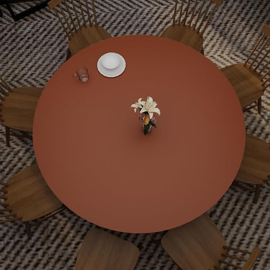 Round Table Cover - Can Be Used On Both Sides Waterproof and Easy to Clean Good Flatness Used for Dining Table(Brown+Gray Dia.42Inch)