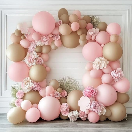 Nude Beige Pink Balloon Double Stuffed Apricot Balloons Garland Different Sizes Latex Tan Balloons Arch Kit for Neutral Baby Shower Jungle Theme Woodland Teddy Bear Birthday Boho Party Decorations