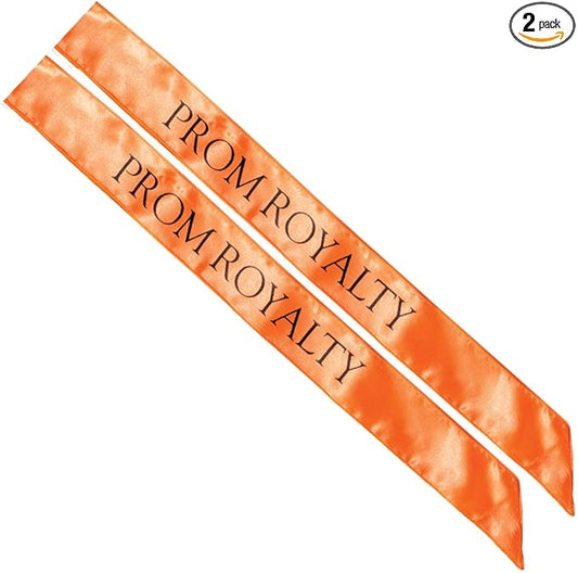 Anderson's Prom Royalty Sashes, Orange with Black Imprint, Pack of 2 for Prom Court, Parties, and Events