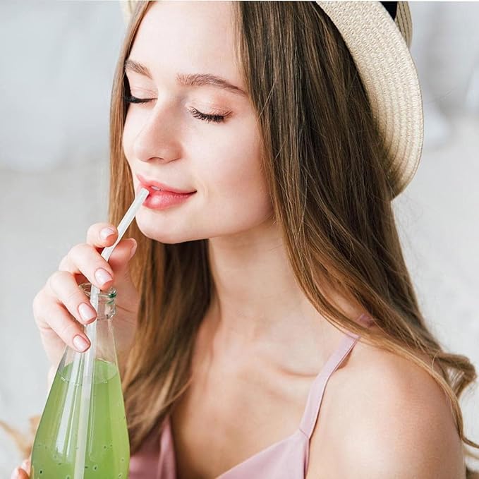 200 Count 100% Plant-Based Compostable 10.25 in Long PLA Straws-Plasticless Biodegradable Bendy Drinking Straws-A Fantastic Eco Friendly Alternative to Plastic Straw
