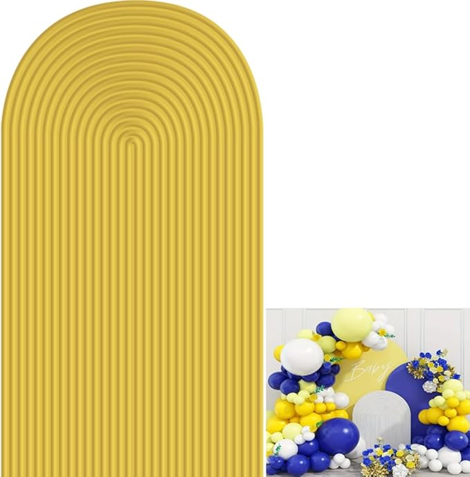 2D Printed Ripples Party Arch Covers Arched Backdrop Cover Stretchy Cover for Party Decoration Round Top Frame Spandex Cover (Yellow cover452,7.2x4ft)