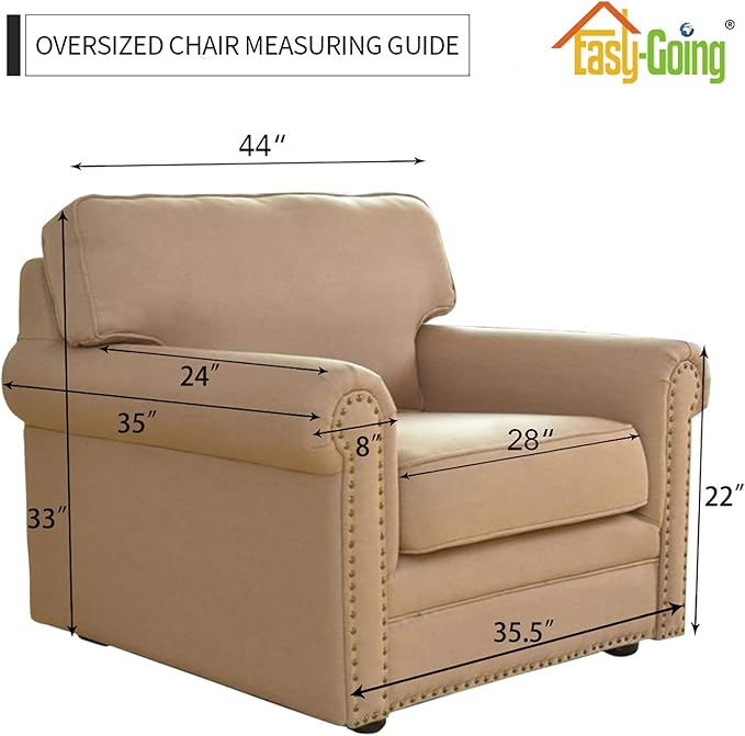 Easy-Going Stretch Oversized Chair Sofa Slipcover 1-Piece Couch Sofa Cover Furniture Protector Soft with Elastic Bottom for Kids Spandex Jacquard Fabric Small Checks Chocolate