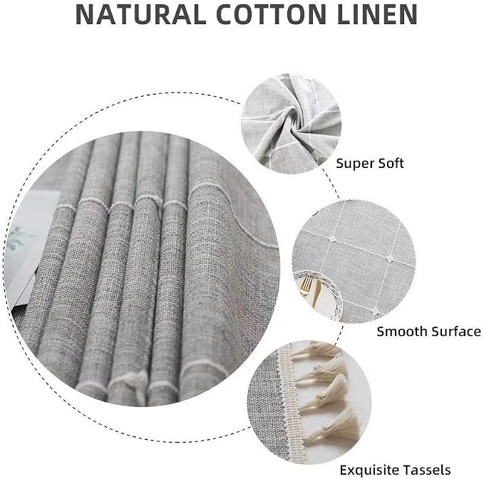 Deep Dream Tablecloths, Embroidered Waterproof Table Cloth Cotton Linen Wrinkle Free Anti-Fading Table Cover Decoration for Kitchen Dinning Party Christmas, 55 x 86 Inch - Gray