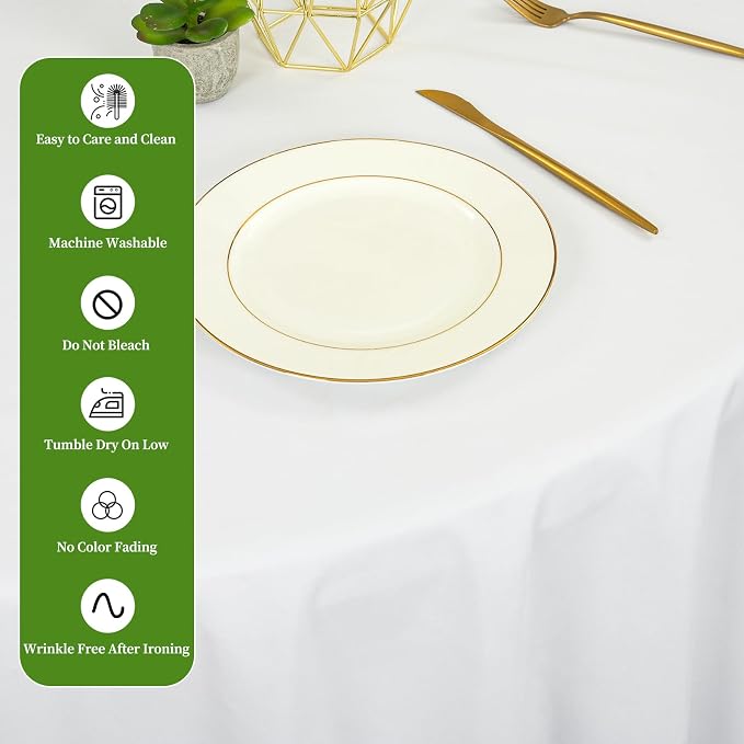 12 Pack Round Tablecloth 90 inch White Table cloths for Round Tables,Stain and Wrinkle Resistant Washable Polyester Tablecloths White Table Cloth 90 inch Round Table Cloth for Wedding Party Birthday