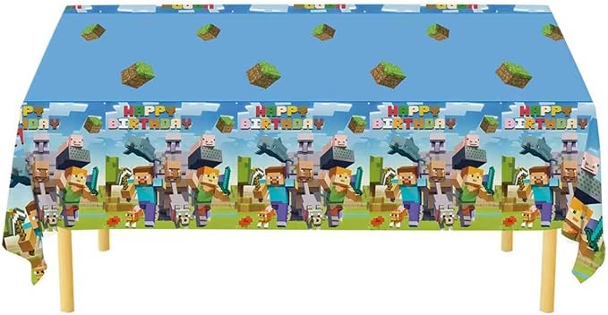 60Pcs For Pixel Birthday Party Decorations, Party Supplies Set Including Balloons, Backdrop, Banner, Tablecloth, Hanging Swirls, Cake Cupcake Toppers for Pixel Theme Party