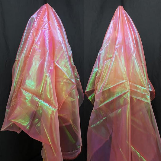 Orange Red Iridescent Organza Fabric for Wedding & Halloween, 3.3 Yard Long, 59-Inch Wide, Perfect for DIY, Photography Scene Arrangement, and Personalized Clothing Production