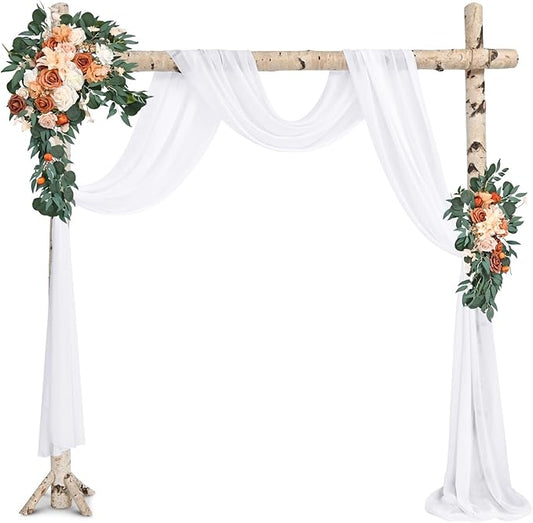 Wedding Arch Draping Fabric,1 Panel1 28" x18ft White Wedding Arch Drapes for Ceremony Sheer Chiffon Fabric Drapes Arbor Drapery Decorations for Reception Party