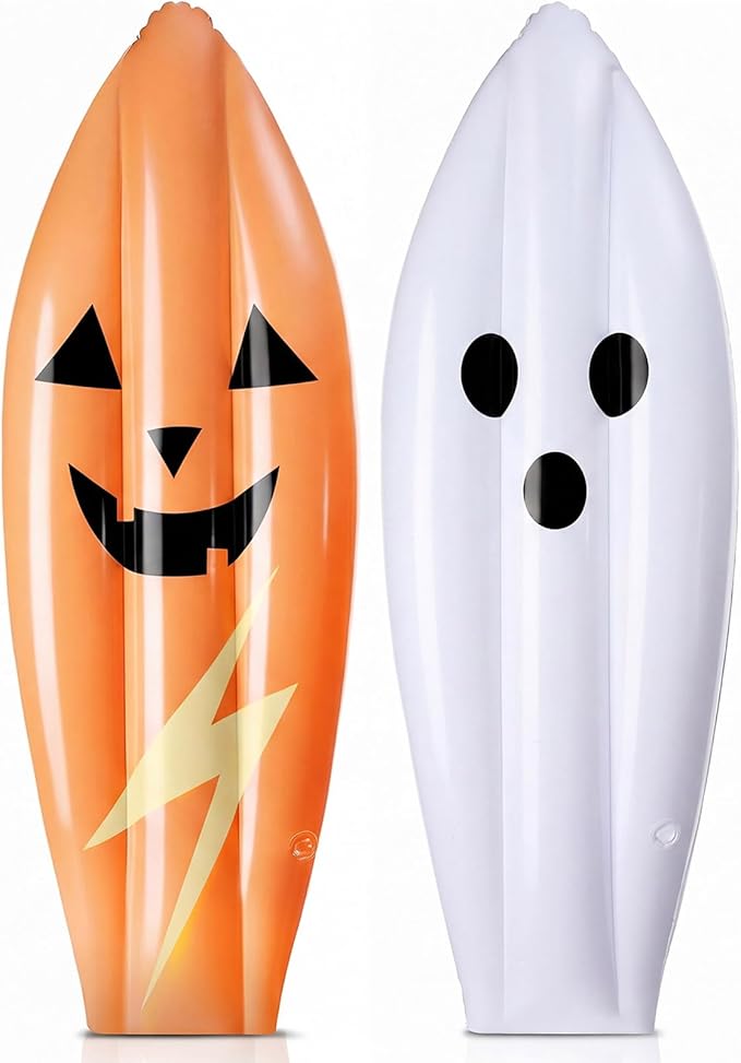 JellyArch 2 Pcs Halloween Inflatable Decorations 36 Inch Inflatable Trunk or Treat Car Decoration Blow up Ghost Surfboard for Halloween Holiday Pool Beach Party Decor