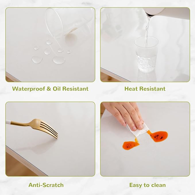 66 Inch Round Clear Table Cover Protector, Clear Round Protector for Dining Room Table, 1.5mm Thick Waterproof Round Plastic Vinyl Table Pad