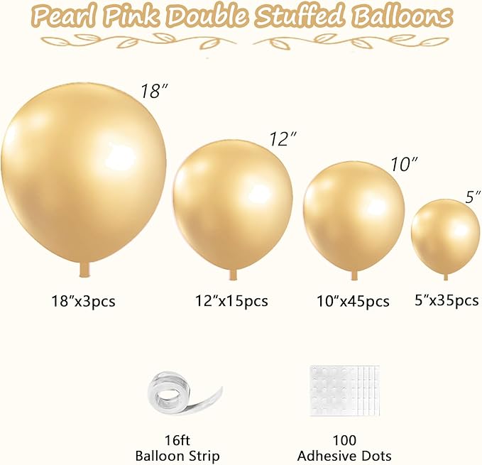 Gold Balloons, 98PCS Chrome Metallic Gold Balloon Garland Arch Kit, 18/12/10/5 Inch Different Sizes for Birthday Baby Shower Wedding Graduation Party Decorations
