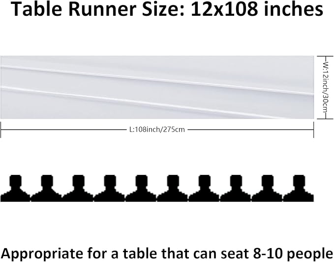 24Pack Table Runner 12 x 108 Inches Satin Silk Table Runner for Wedding, Birthday Party, Banquets, Graduations Decoration, fit Rectange and Round Table-White