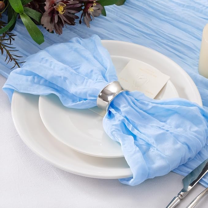 20 Pack Light Blue Cheesecloth Napkins Cloth Washable Spring Summer Baby Blue Cloth Napkins Set of 20 Bulk 21x21 Inches for Wedding Baby Bridal Shower Birthday Dinner Party Decor