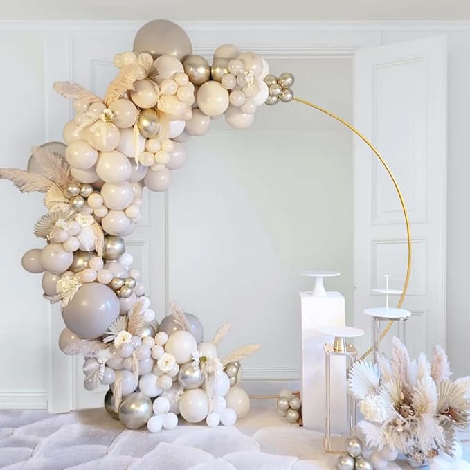 6.6 FT Round Arch Backdrop Stand, Gold Metal Circle Balloon Arch Stand Wedding Arch Frame for Ceremony Birthday Party Graduation Christmas Decoration