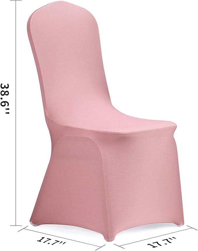 Peomeise Stretch Spandex Chair Cover for Wedding Party Dining Banquet Event (Dusty Rose, 6)