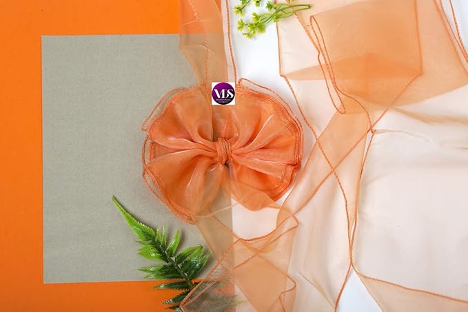 VDS Pack of 175 Organza Chair Sashes for Weddings & Events Décor | Sheer Shiny Dining Chair Bows for Banquet, Party, Reception | Reusable Decorative Sash for Folding & Chiavari Chairs - Peach