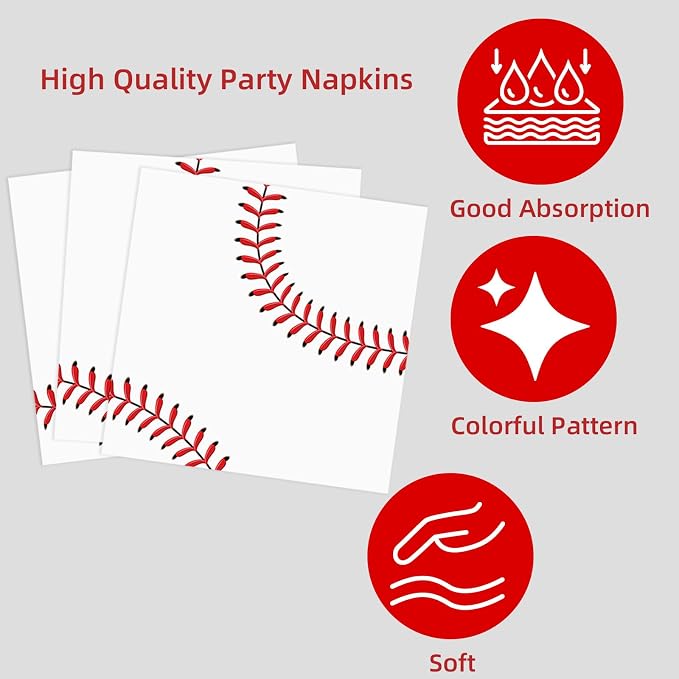 163pcs Baseball Party Supplies Set, Complete Decoration Kit with Plates, Napkins, Banner, Tablecloth, Cake Toppers for Birthday Party, Serves 24