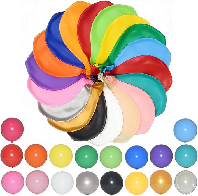 36 Pcs Giant Balloons 36 Inch Latex Large Assorted Color Bulk Big Balloon 18 Kinds Colors for Birthday Wedding Carnival Anniversary Party Decorations