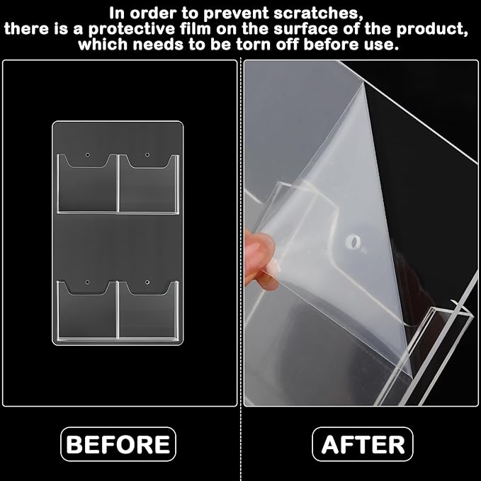 Eersida 2 Pack Acrylic Brochure Pamphlet Holder Wall Mount Clear Brochure Display Holder Plastic Trifold Flyer Rack Literature Storage Rack for Offices Waiting Room (9 x 15 Inch,4 Pockets)