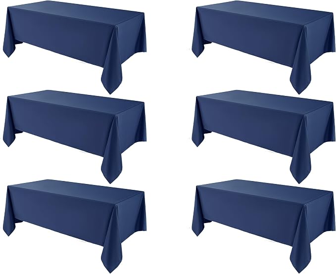 Rectangle Tablecloths 90x132 Inch 6 Pack Navy Blue Tablecloth for 6ft Washable Decorative Linen Polyester Table Cloths for 8ft Dining Table Banquets Buffet Parties and Wedding