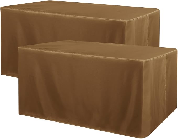 Obstal 2 Pack 6ft Tablecloths for Rectangle Tables - Water Resistant Washable Fabric Polyester Rectangle Table Cover Protector for Wedding, Banquet and Trade Shows, 72L x 30W x 30H Inches, Coffee