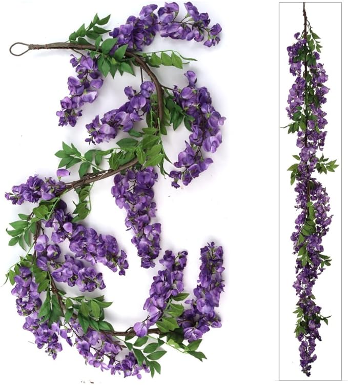 Wisteria Garland, White Silk Lush & Flowing, Perfect for Christmas Event Styling, Elegant Wedding Decor